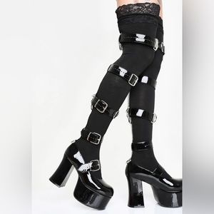 Dolls kill sugar thrillz black boots Dark Angel Mary Jane size 8 US brand new